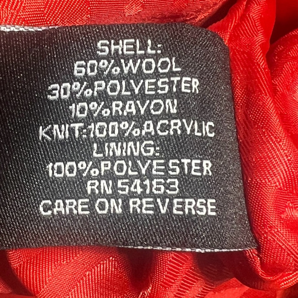 Guess, Size Large, Red, Wool Blend, Button-Up Pea… - image 2